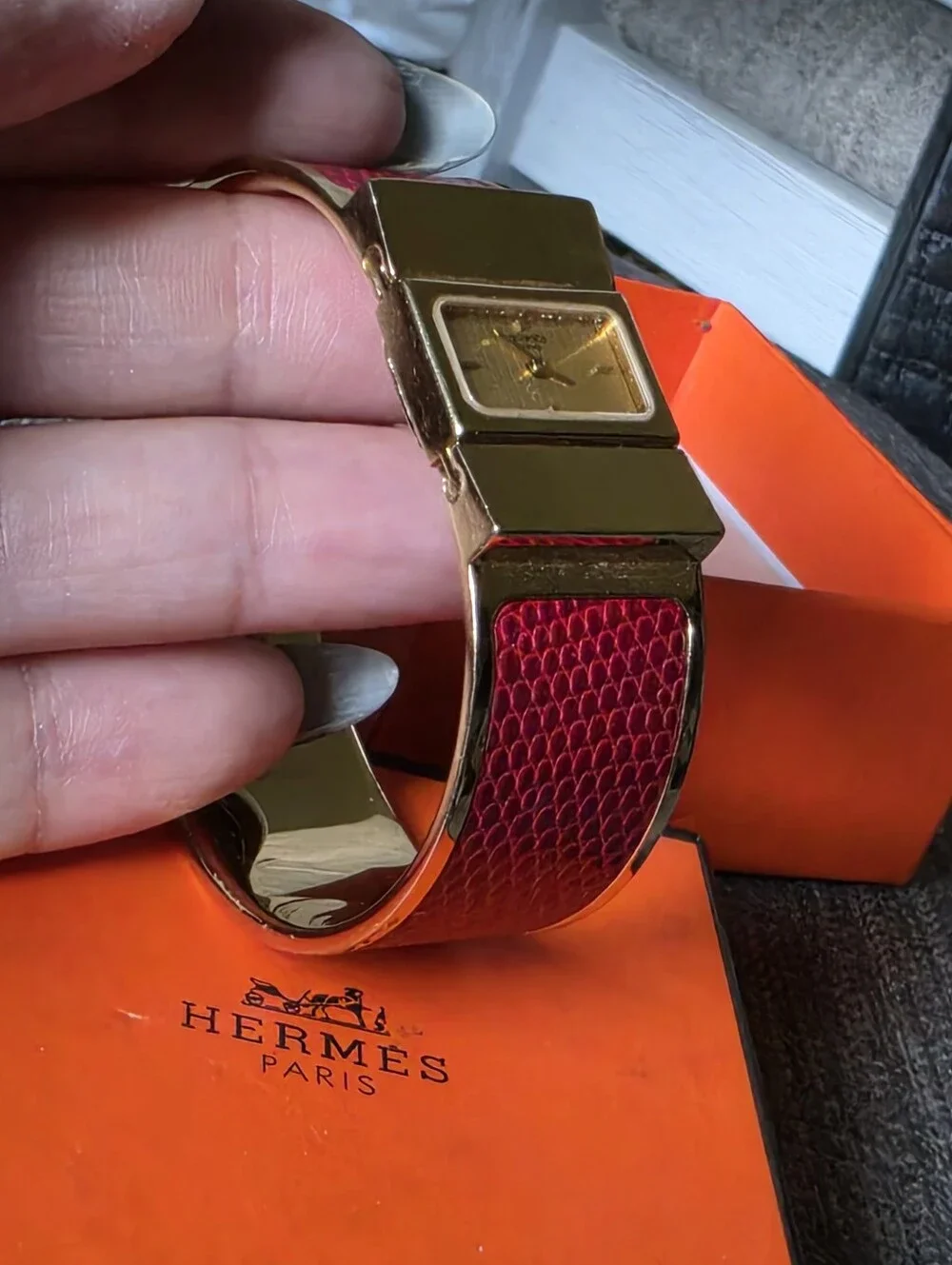 Authentic Hermes Loquet Bangle Bracelet Watch